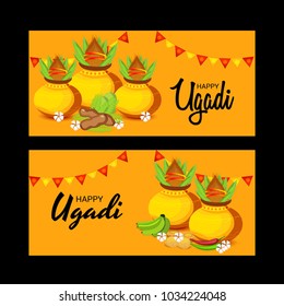 Vector illustration of a Background for Happy Ugadi(Hindu New Year).