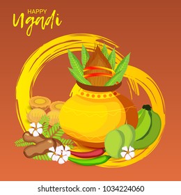 Vector illustration of a Background for Happy Ugadi(Hindu New Year).