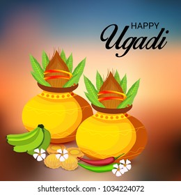 Vector illustration of a Background for Happy Ugadi(Hindu New Year).
