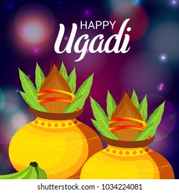 Vector illustration of a Background for Happy Ugadi(Hindu New Year).