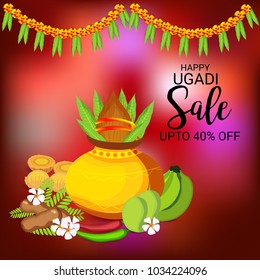 Vector illustration of a Background for Happy Ugadi(Hindu New Year).