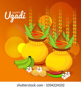 Vector illustration of a Background for Happy Ugadi(Hindu New Year).