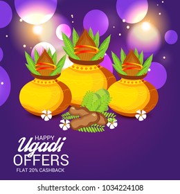 Vector illustration of a Background for Happy Ugadi(Hindu New Year).