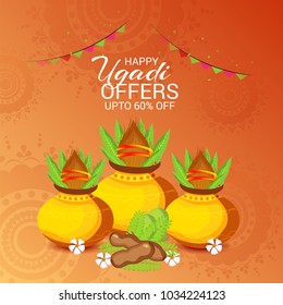 Vector illustration of a Background for Happy Ugadi(Hindu New Year).