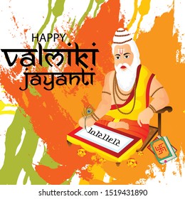 Vector illustration of a background for Happy Valmiki Jayanti Indian Festival With Hindi Text Ramayana.