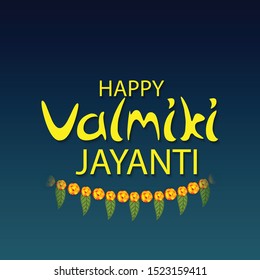 Vector illustration of a background for Happy Valmiki Jayanti Indian Festival With hindi Text Ramayana.