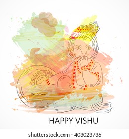 Vector Illustration of a background for Happy Vishu.