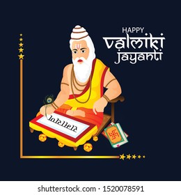 Vector illustration of a background for HappyValmiki Jayanti Indian Festival With hindi Text Ramayana.