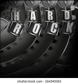 vector illustration background hard rock with metal mechanism