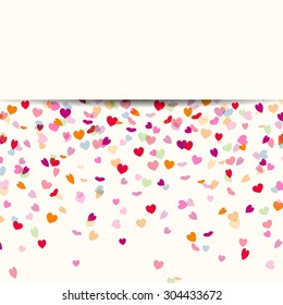 Vector Illustration of a Background with Heart Confetti