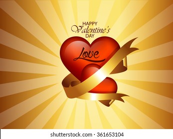 Vector illustration or background with heart for happy valantine day.