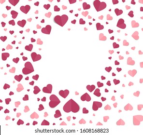 Vector illustration background with hearts. Beautiful confetti hearts falling on background. Invitation Template Background Design, Valentine's Day or Mother's Day