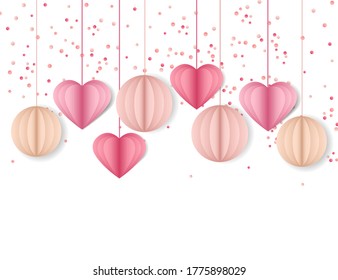 Fondo de ilustración vectorial con corazones. Hermosos corazones confetti cayendo sobre el fondo. Diseño de fondo de plantilla de invitación
