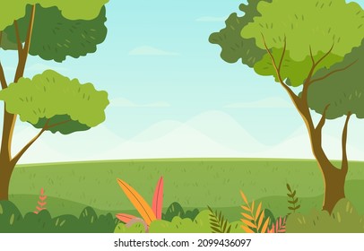 Vector illustration background Hill landscape Afternoon scenery summer autumn
