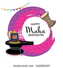 Vector illustration Of a Background for Hindu Festival Celebrate Of Shiva Lord,Happy Maha Shivratri with Hindi Text.