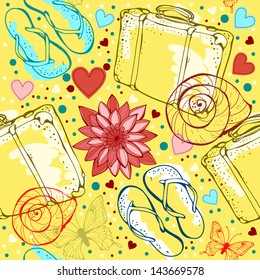 Vector illustration background  holiday travel, beach, summer