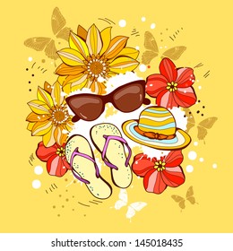 Vector illustration background  holiday travel, beach, summer
