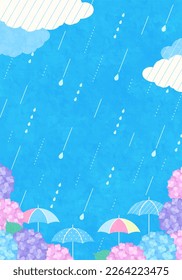 Vector illustration background of hydrangea and rainy season.