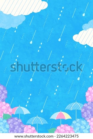 Vector illustration background of hydrangea and rainy season.