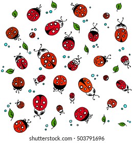 Vector illustration background image beautiful insects ladybugs