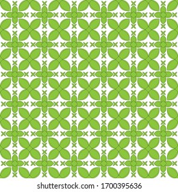 vector illustration background image geometric seamless pattern drawing green flowers with a black outline and square middle on a white background