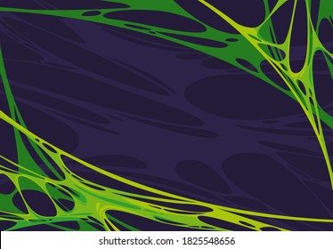 Vector illustration of a background image of a green viscous liquid stretched along the edges, stretched material, green gum