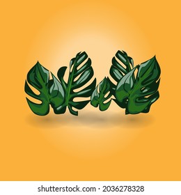 vector illustration background image with monstera leaf background