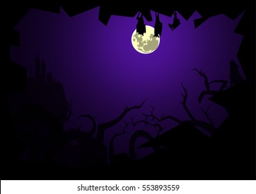 vector illustration background image of a moonlit night