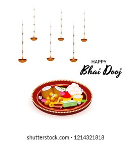 Vector illustration of a Background for indian festival of Happy Bhai Dooj Celebration.