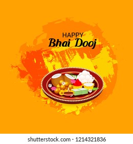 Vector illustration of a Background for indian festival of Happy Bhai Dooj Celebration.
