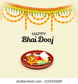 Vector illustration of a Background for indian festival of Happy Bhai Dooj Celebration.