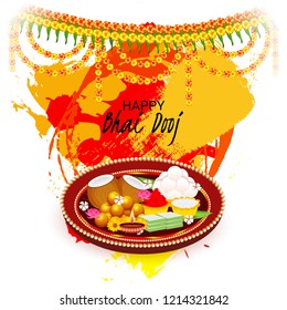 Vector illustration of a Background for indian festival of Happy Bhai Dooj Celebration.