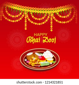 Vector illustration of a Background for indian festival of Happy Bhai Dooj Celebration.