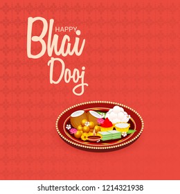 Vector illustration of a Background for indian festival of Happy Bhai Dooj Celebration.