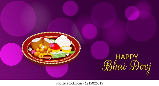 Vector illustration of a Background for indian festival of Happy Bhai Dooj Celebration.