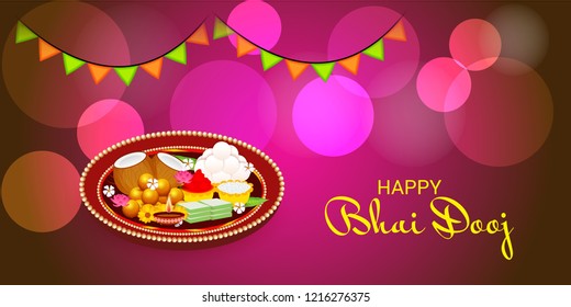 Vector illustration of a Background for indian festival of Happy Bhai Dooj Celebration.
