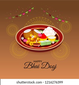 Vector illustration of a Background for indian festival of Happy Bhai Dooj Celebration.