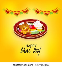 Vector illustration of a Background for indian festival of Happy Bhai Dooj Celebration.