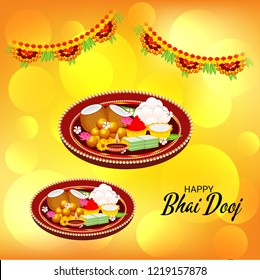 Vector illustration of a Background for indian festival of Happy Bhai Dooj Celebration.