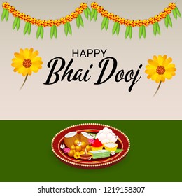 Vector illustration of a Background for indian festival of Happy Bhai Dooj Celebration.