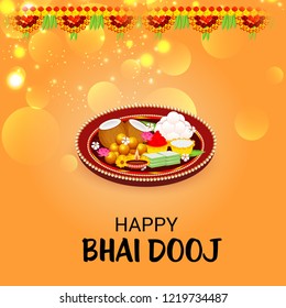 Vector illustration of a Background for indian festival of Happy Bhai Dooj Celebration.