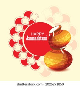 Vector illustration of a Background  for indian festival of Happy Janmashtami Celebration.