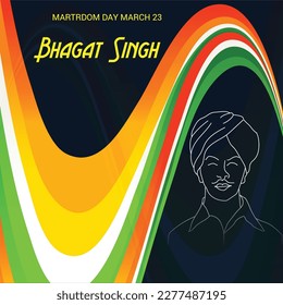 Vector illustration of a Background for  Indian Martyr's Day with freedom fighter Bhagat Singh.