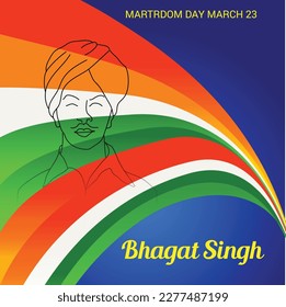 Vector illustration of a Background for  Indian Martyr's Day with freedom fighter Bhagat Singh.