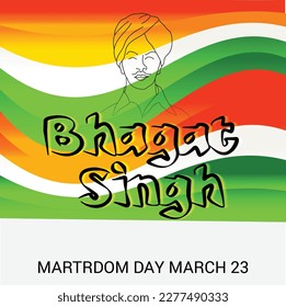 Vector illustration of a Background for  Indian Martyr's Day with freedom fighter Bhagat Singh.