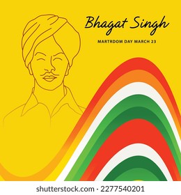Vector illustration of a Background for  Indian Martyr's Day with freedom fighter Bhagat Singh.