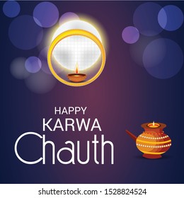 Vector illustration of a Background for indian Religious festival of karwa chauth celebration.