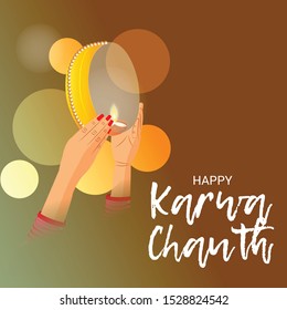 Vector illustration of a Background for indian Religious festival of karwa chauth celebration.