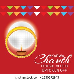 Vector illustration of a Background for indian Religious festival of karwa chauth celebration.