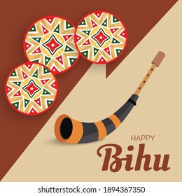 Vector illustration of a Background for Indian Traditional Harvest Festival of Assam Happy Bihu, Assam New Year.